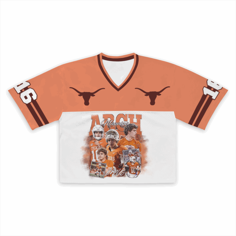 Alternative view of Arch Manning Croptop Mesh Football, Texas Croptop Mesh Football