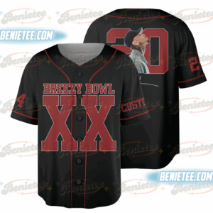 Custom Chris Brown Tour Baseball Jersey, Breezy Bowl XX Music Tour 2025 Baseball Jersey