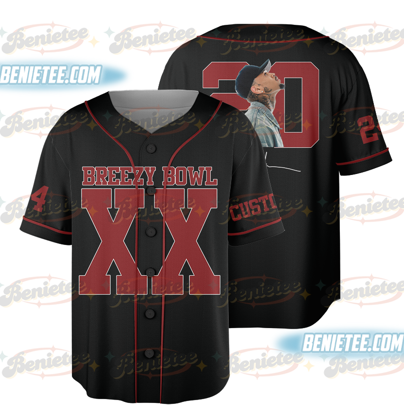 Custom Chris Brown Tour Baseball Jersey, Breezy Bowl XX Music Tour 2025 Baseball Jersey