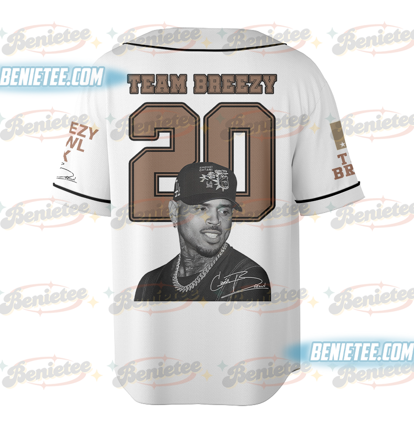 Custom Chris Brown Tour Baseball Jersey, Breezy Bowl XX Music Tour 2025 Baseball Jersey For Fans - Image 3
