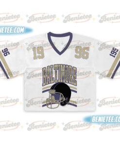 Alternative view of Baltimore Croptop Mesh Football, Retro Baltimore Game Day Croptop Mesh Football