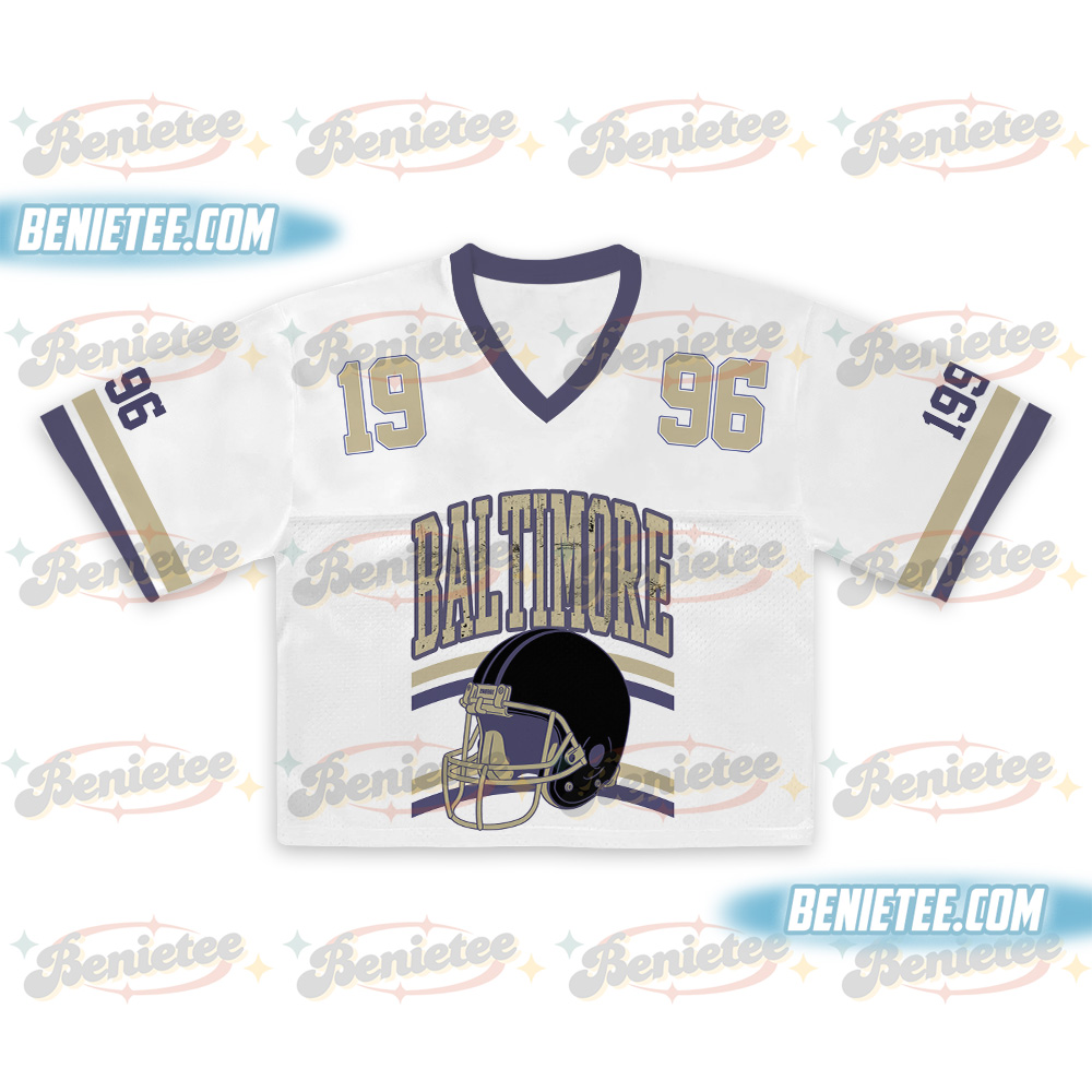 Baltimore Croptop Mesh Football, Retro Baltimore Game Day Croptop Mesh Football - Image 2