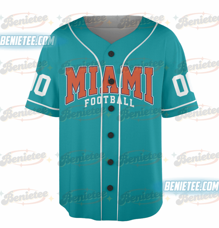 Alternative view of Miami Dolphins Team Baseball Jersey, Game Day Baseball Jersey