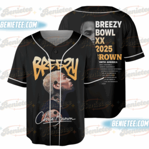 Chris Brown Concert Tour Baseball Jersey, Breezy Bowl XX Music Tour 2025 Baseball Jersey