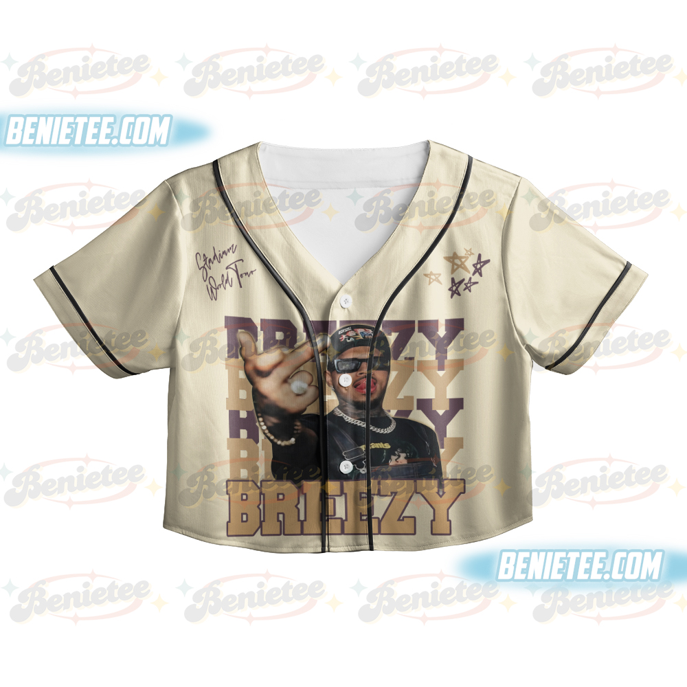Custom Chris Brown CropTop Baseball Jersey, Breezy Bowl XX Music Tour 2025 CropTop Baseball Jersey - Image 2