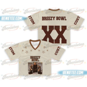 Custom Chris Brown Croptop Mesh Football, Breezy Bowl Tour 2025 Croptop Mesh Football