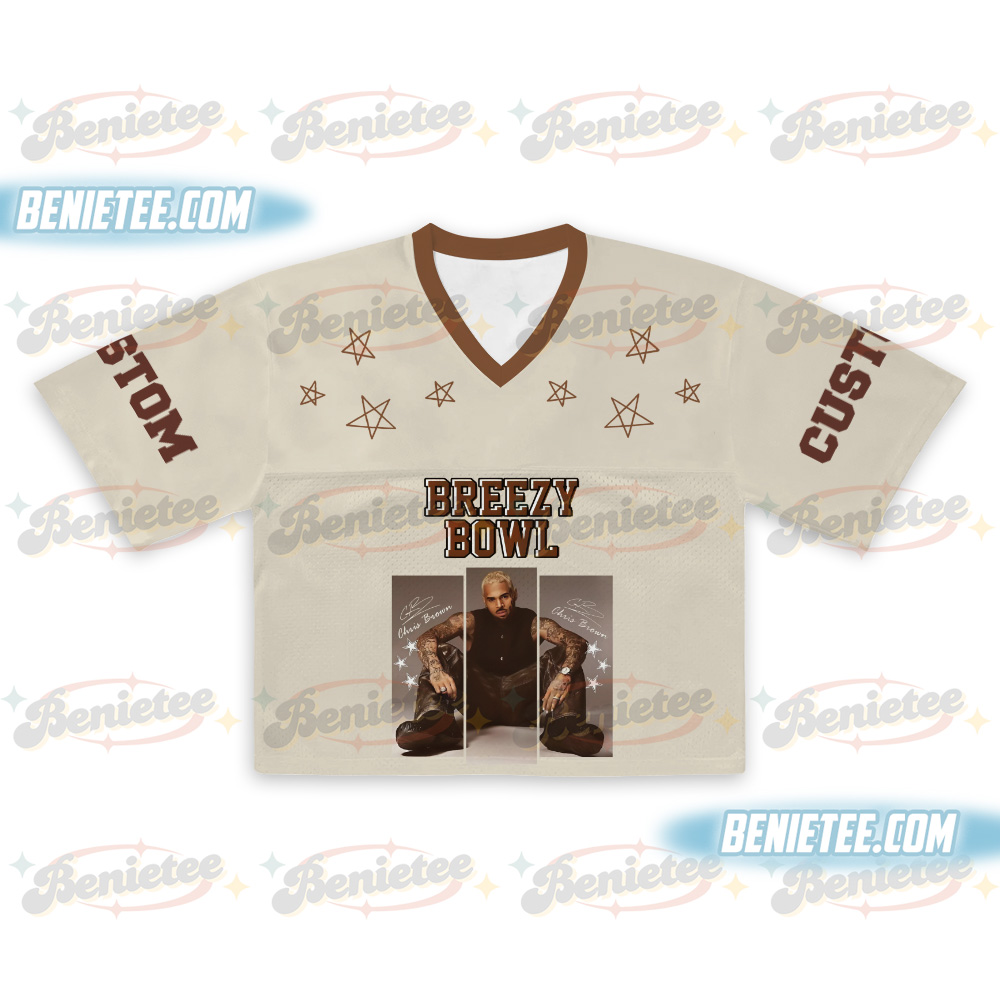 Custom Chris Brown Croptop Mesh Football, Breezy Bowl Tour 2025 Croptop Mesh Football - Image 2