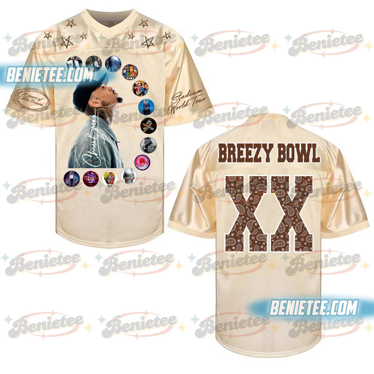 Chris Brown Tour Football Jersey, Breezy Bowl XX 2025 Football Jersey