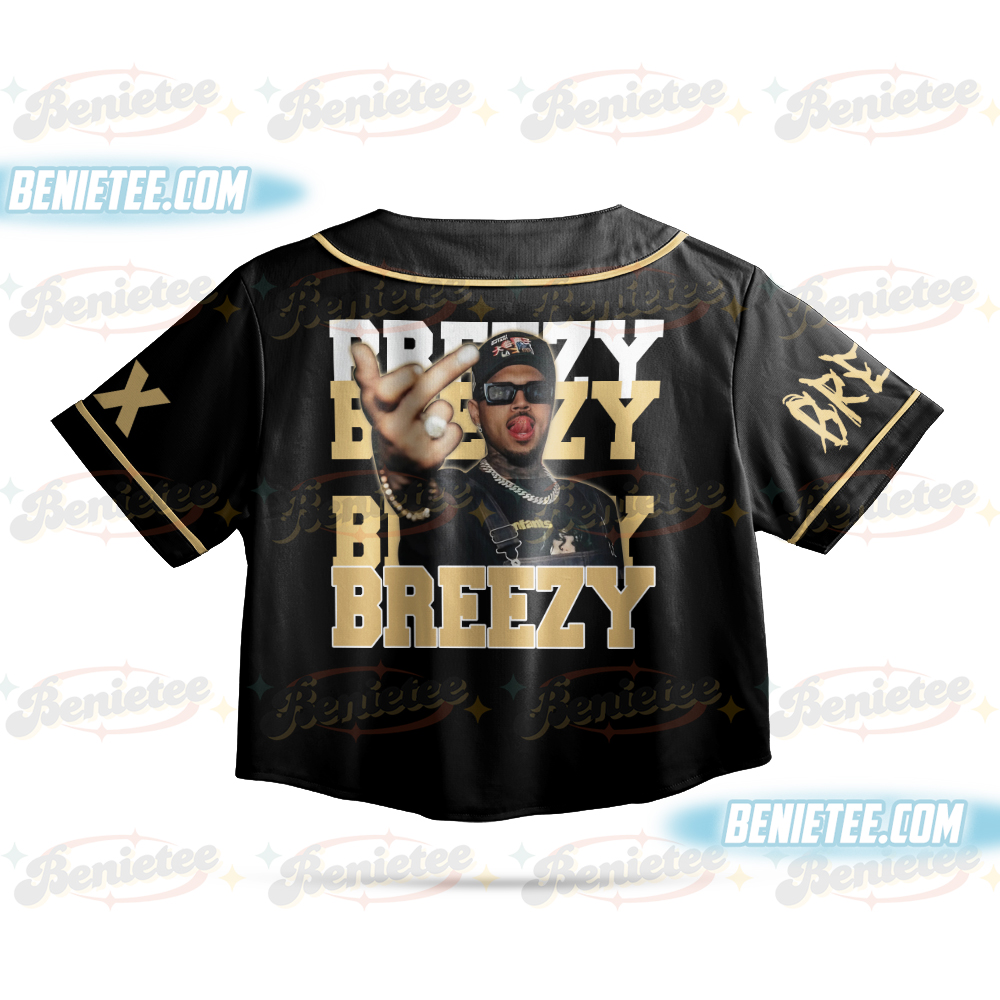 Chris Brown CropTop Baseball Jersey, Breezy Bowl XX Tour 2025 CropTop Baseball Jersey - Image 3