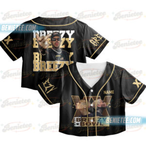Chris Brown CropTop Baseball Jersey, Breezy Bowl XX Tour 2025 CropTop Baseball Jersey