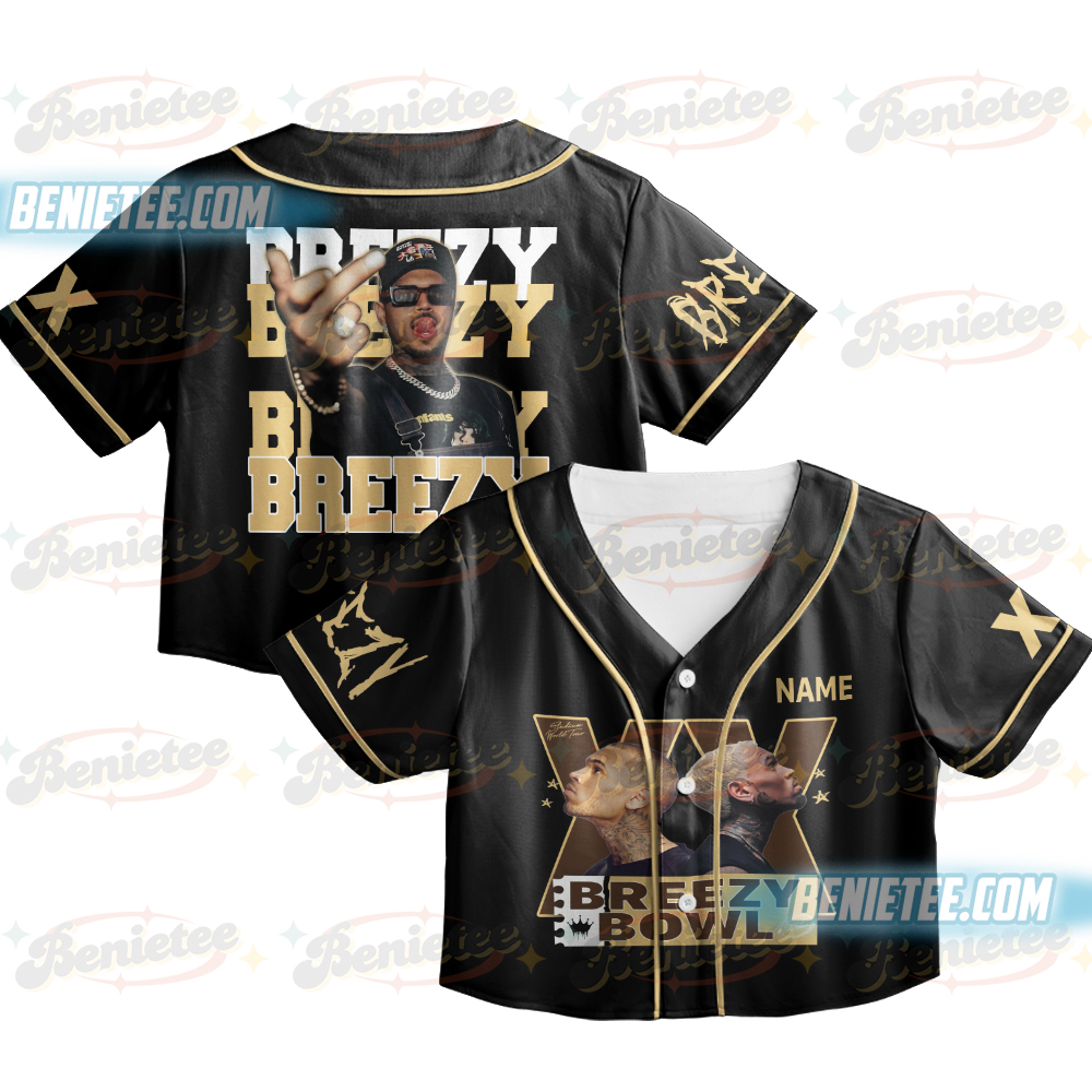 Chris Brown CropTop Baseball Jersey, Breezy Bowl XX Tour 2025 CropTop Baseball Jersey