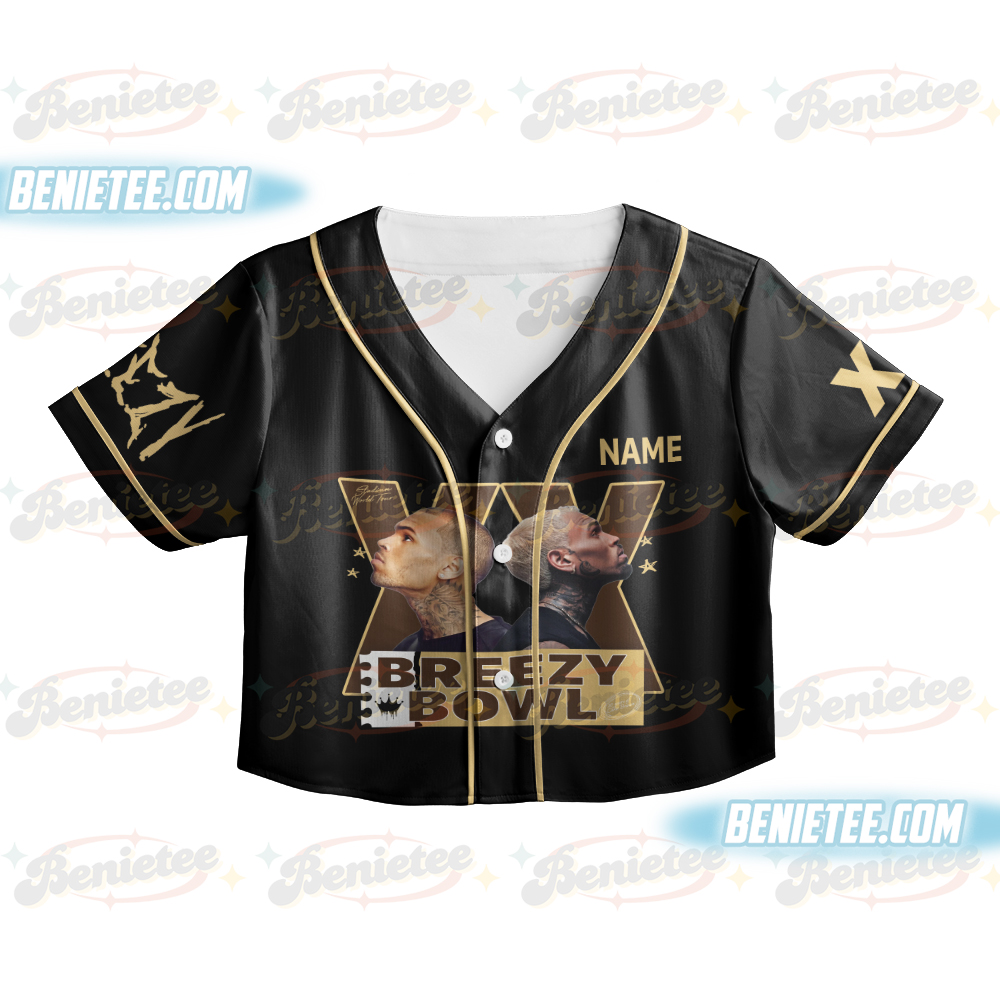 Chris Brown CropTop Baseball Jersey, Breezy Bowl XX Tour 2025 CropTop Baseball Jersey - Image 2
