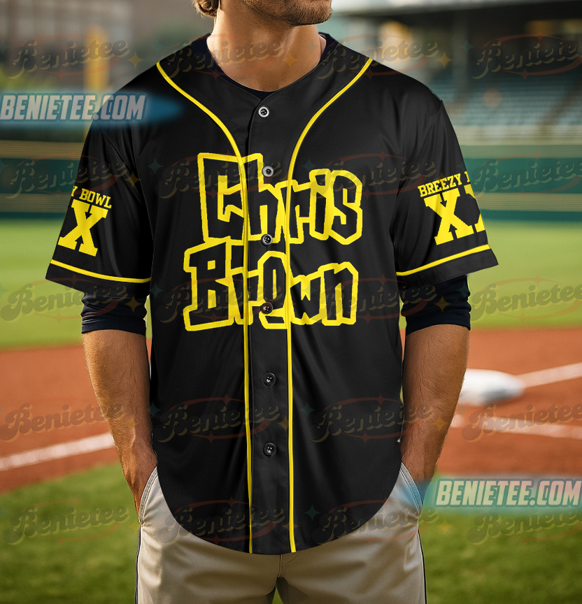 Chris Brown Tour Baseball Jersey, Breezy Bowl XX Music Tour 2025 Baseball Jersey - Image 5