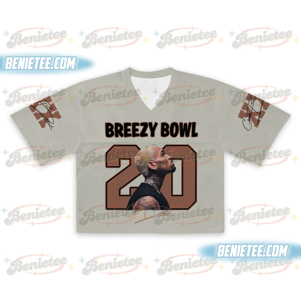 Breezy Bowl Tour 2025 Croptop Mesh Football, Chris Brown Croptop Mesh Football - Image 2