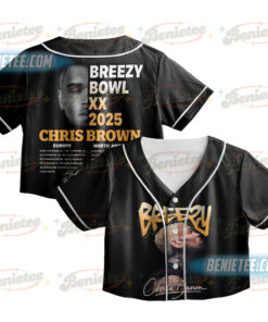 Chris Brown Concert 2025 CropTop Baseball Jersey, Breezy Bowl XX Music Tour 2025 CropTop Baseball Jersey