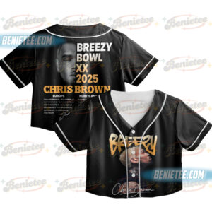 Chris Brown Concert 2025 CropTop Baseball Jersey, Breezy Bowl XX Music Tour 2025 CropTop Baseball Jersey