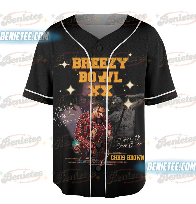Chris Brown Baseball Jersey, Breezy Bowl XX Concert Music Tour 2025 Baseball Jersey - Image 2