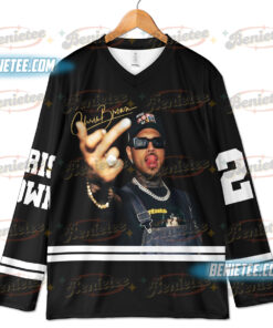Alternative view of Custom Chris Brown Hockey Jersey, Breezy Bowl XX Music Tour 2025 Hockey Jersey