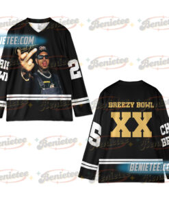 Custom Chris Brown Hockey Jersey, Breezy Bowl XX Music Tour 2025 Hockey Jersey