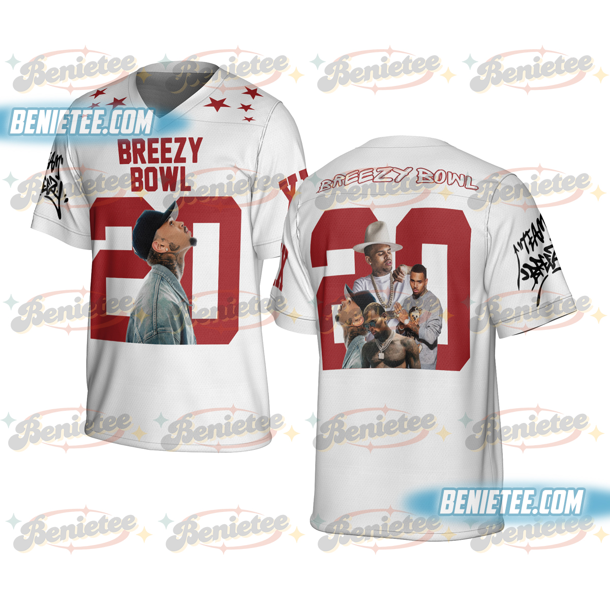 Custom Chris Brown Breezy Bowl Football Jersey, Breezy Bowl XX Tour 2025 Football Jersey