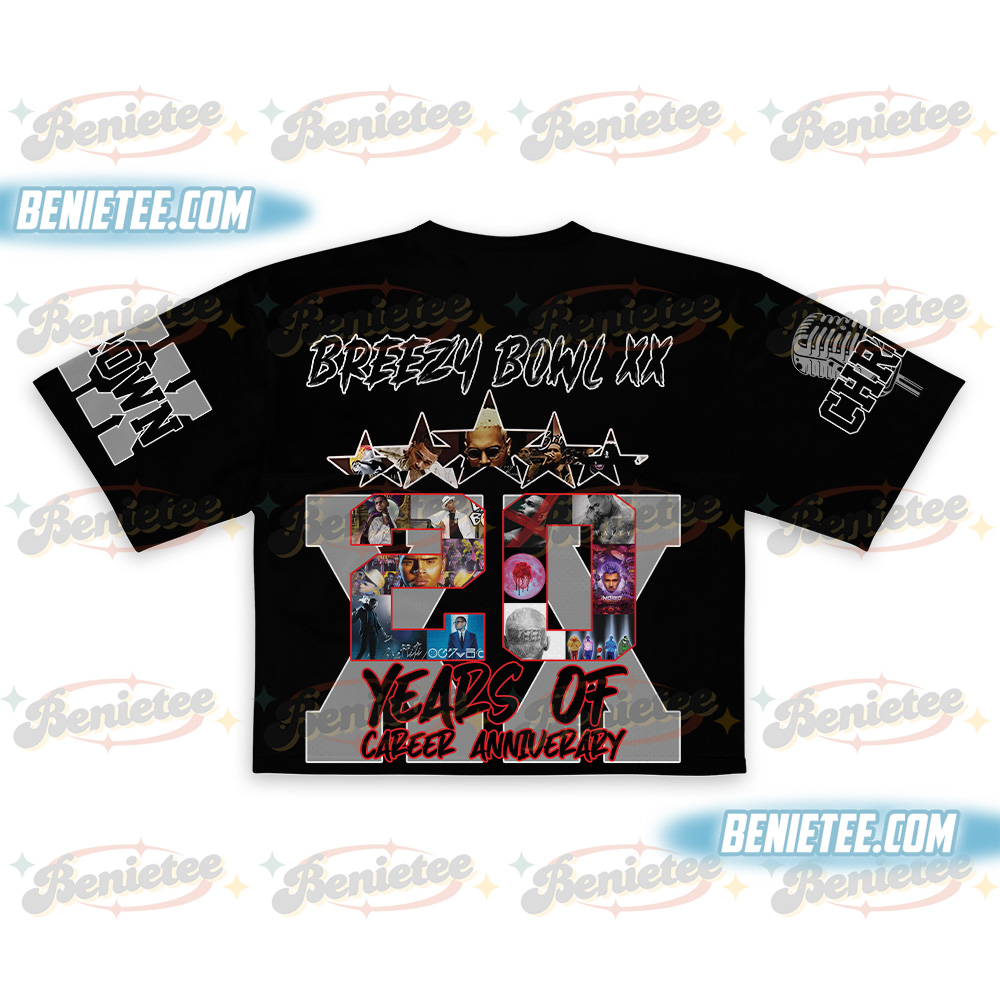 Chris Brown Croptop Mesh Football, R&B Concert Merch Brown Breezy Bowl XX Tour 2025 Jersey For Girl Fans Gift - Image 3