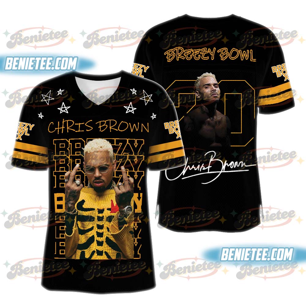 Custom Chris Brown Breezy Bowl Football Jersey, Breezy Bowl XX Tour 2025 Football Jersey