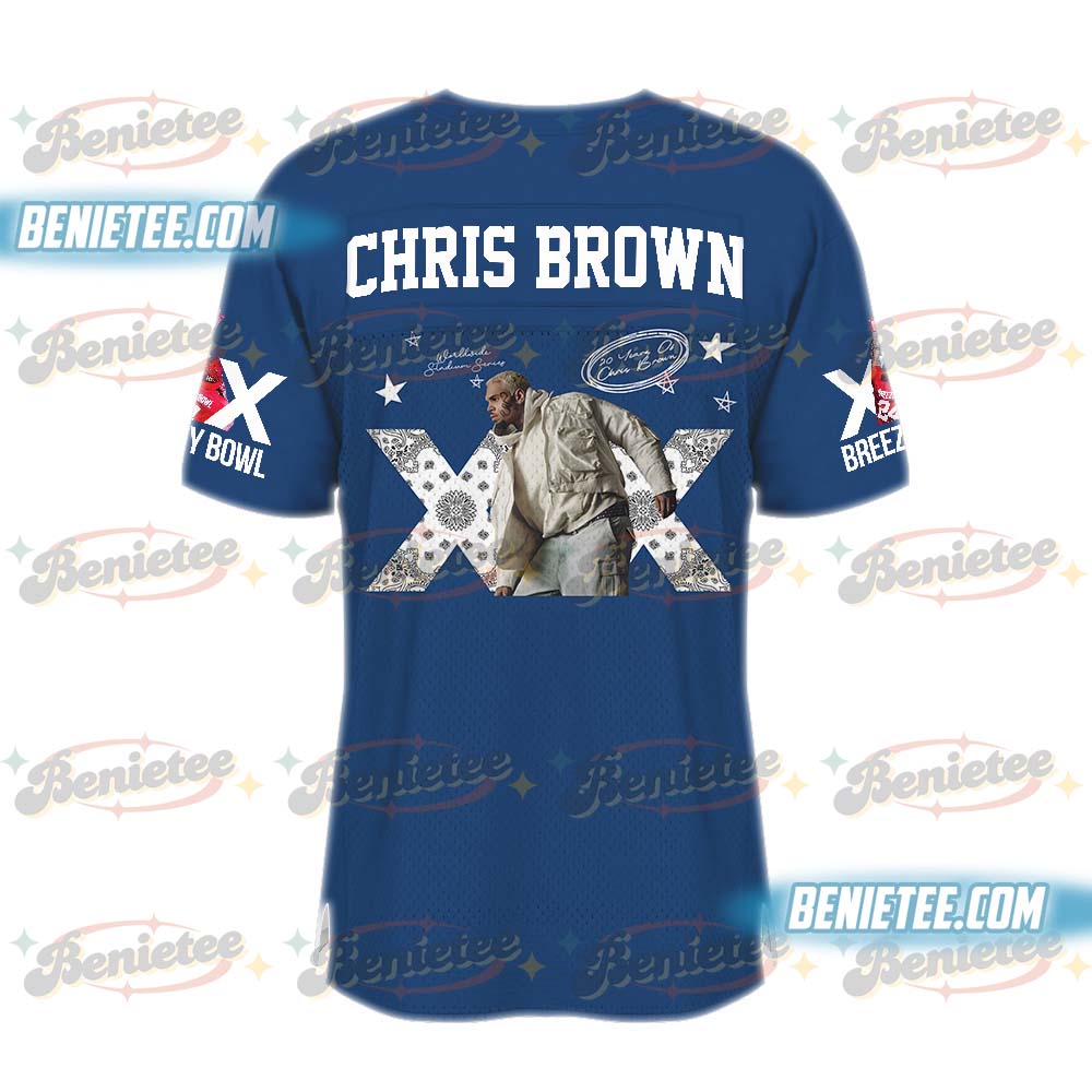 Chris Brown Stadium World Tour Football Jersey, Breezy Bowl XX Tour 2025 Football Jersey - Image 3