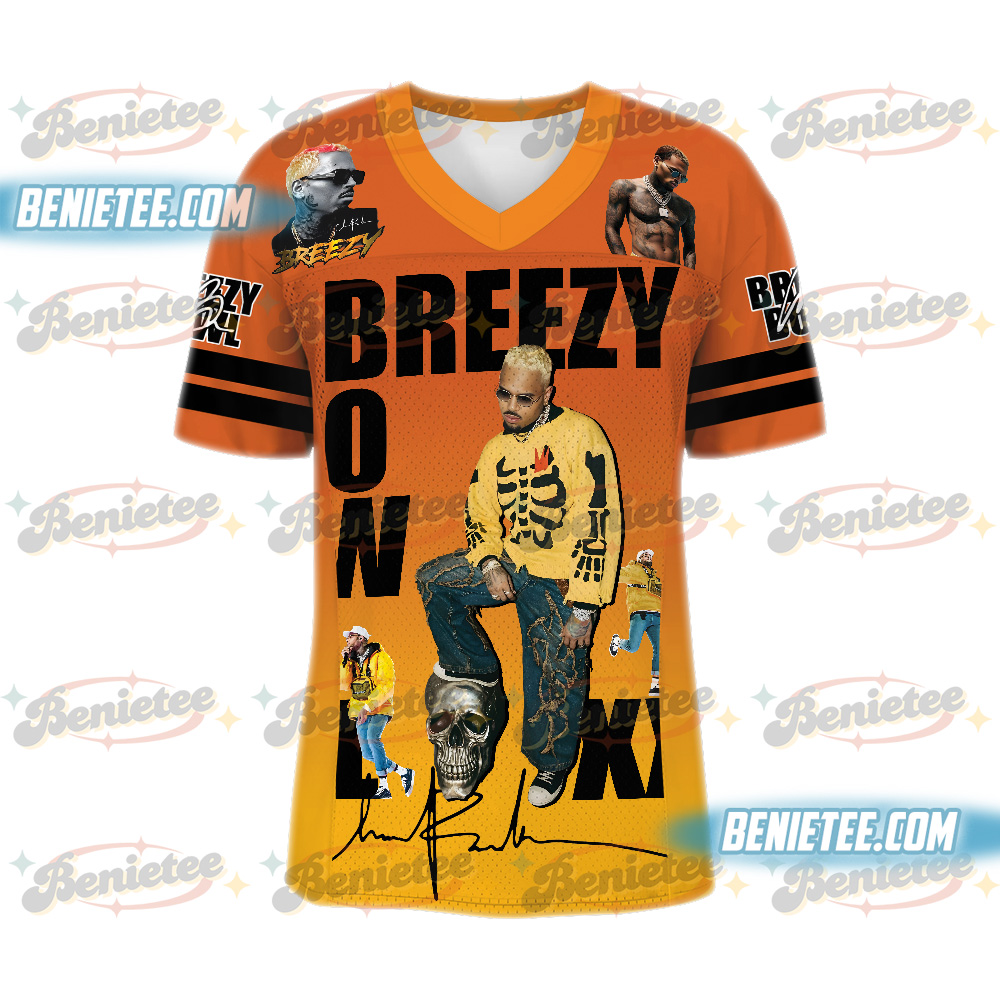 Chris Brown Breezy Bowl Football Jersey, Breezy Bowl XX Concert Tour 2025 Football Jersey