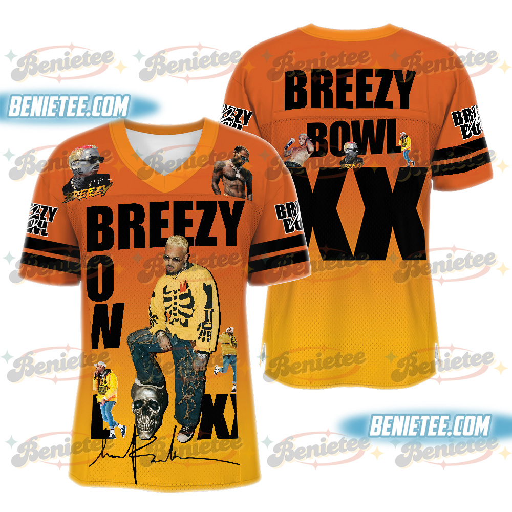 Chris Brown Breezy Bowl Football Jersey, Breezy Bowl XX Concert Tour 2025 Football Jersey - Image 4