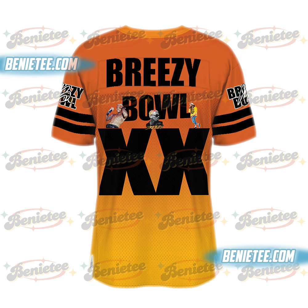 Chris Brown Breezy Bowl Football Jersey, Breezy Bowl XX Concert Tour 2025 Football Jersey - Image 3