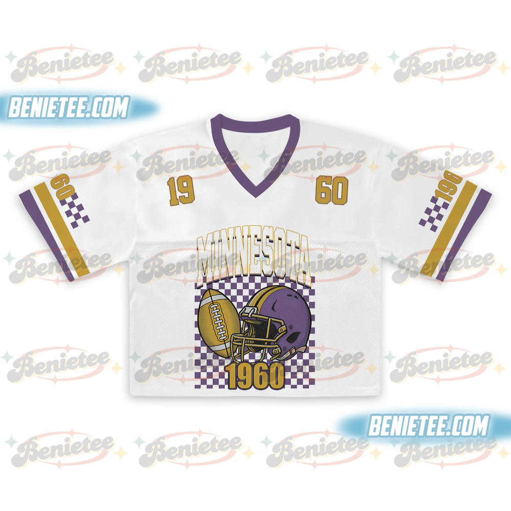 Minnesota Croptop Mesh Football, Retro Sports Game Day Croptop Mesh Football - Image 2