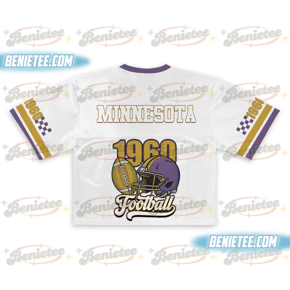 Minnesota Croptop Mesh Football, Retro Sports Game Day Croptop Mesh Football - Image 3