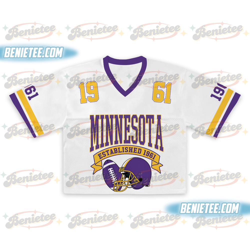 Minnesota American Croptop Mesh Football, Retro Vikes Game Day Croptop Mesh Football - Image 2