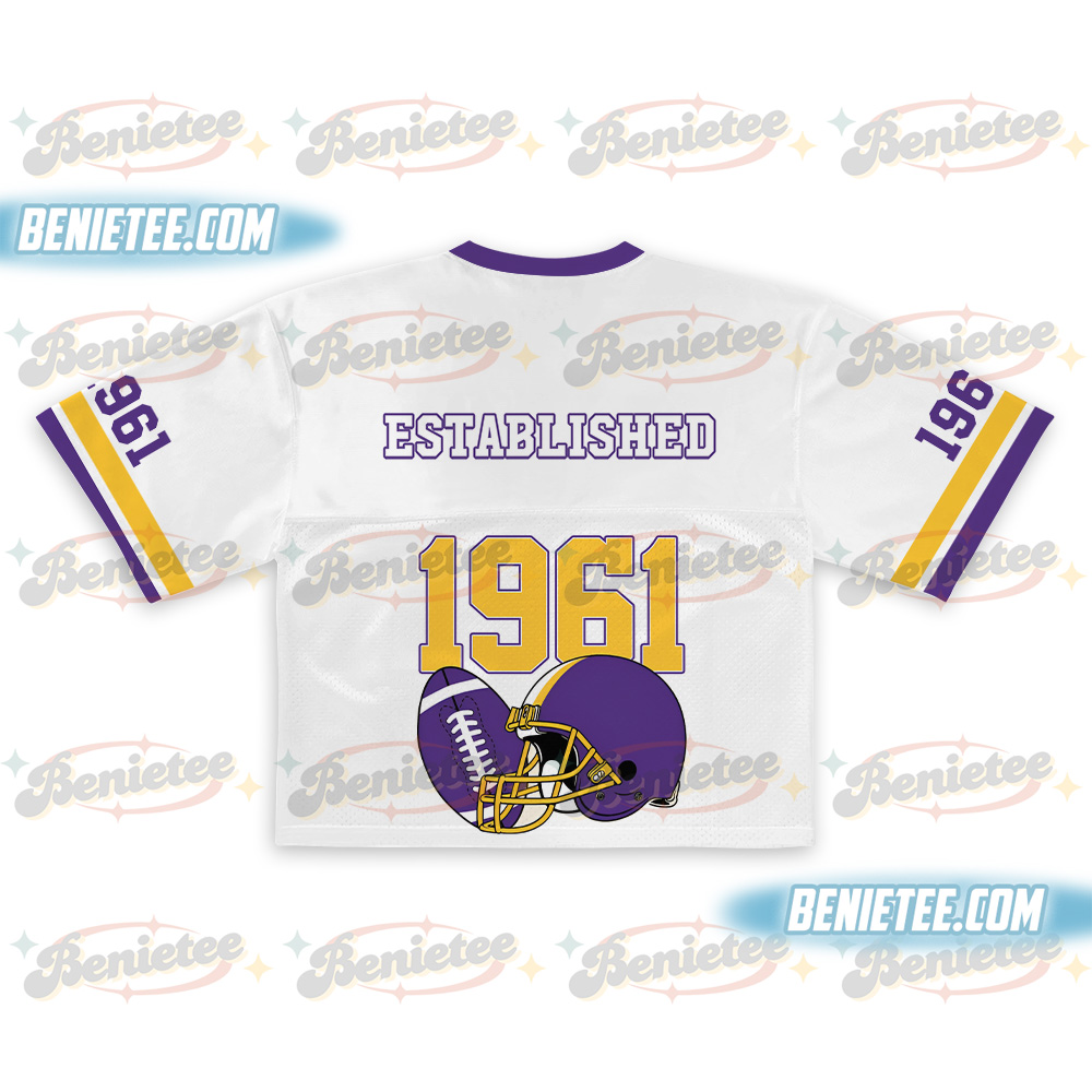 Minnesota American Croptop Mesh Football, Retro Vikes Game Day Croptop Mesh Football - Image 3