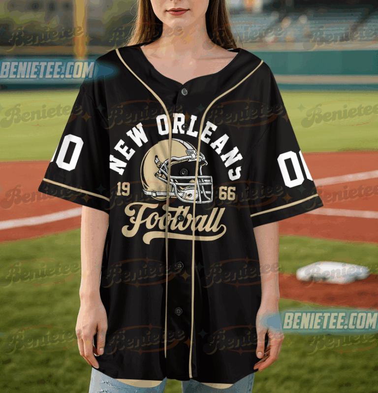 Alternative view of New Orleans Saints Team Baseball Jersey, Game Day Baseball Jersey