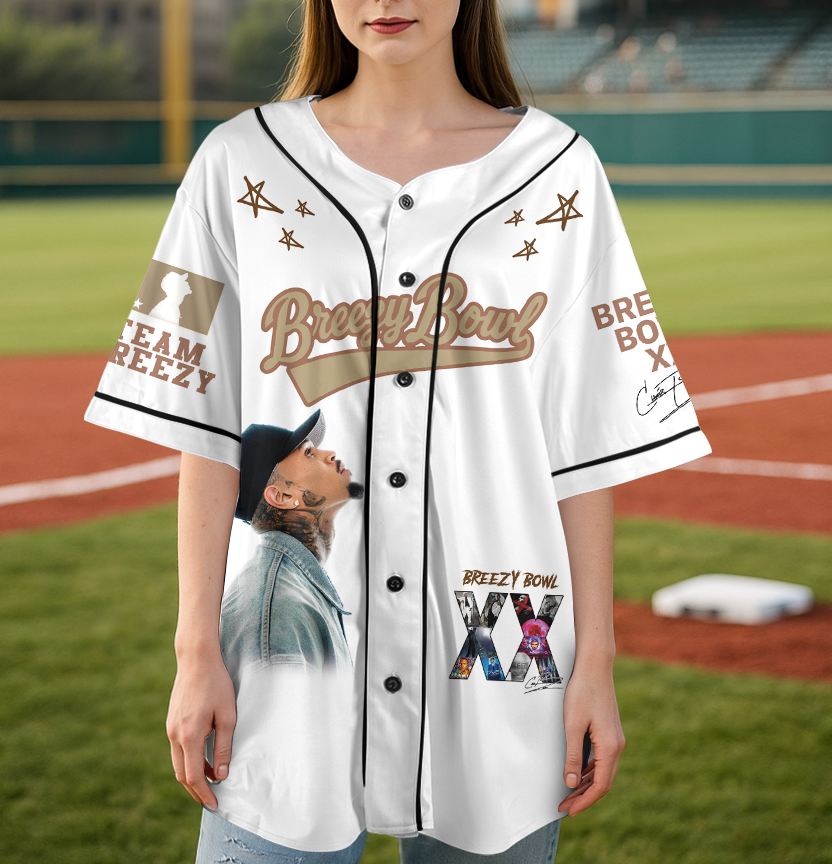 Custom Chris Brown Tour Baseball Jersey, Breezy Bowl XX Music Tour 2025 Baseball Jersey For Fans - Image 4