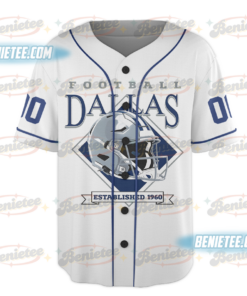 Alternative view of Dallas Cowboys Baseball Jersey, Vintage Retro Cowboys Baseball Jersey