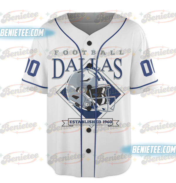 Alternative view of Dallas Cowboys Baseball Jersey, Vintage Retro Cowboys Baseball Jersey