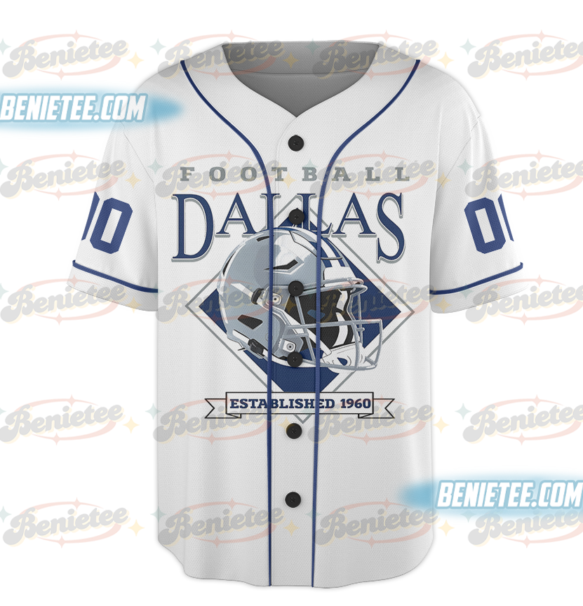 Dallas Cowboys Baseball Jersey, Vintage Retro Cowboys Baseball Jersey - Image 2
