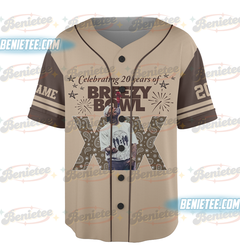 Personalized Chris Brown Baseball Jersey, Breezy Bowl XX Tour 2025 Baseball Jersey - Image 2