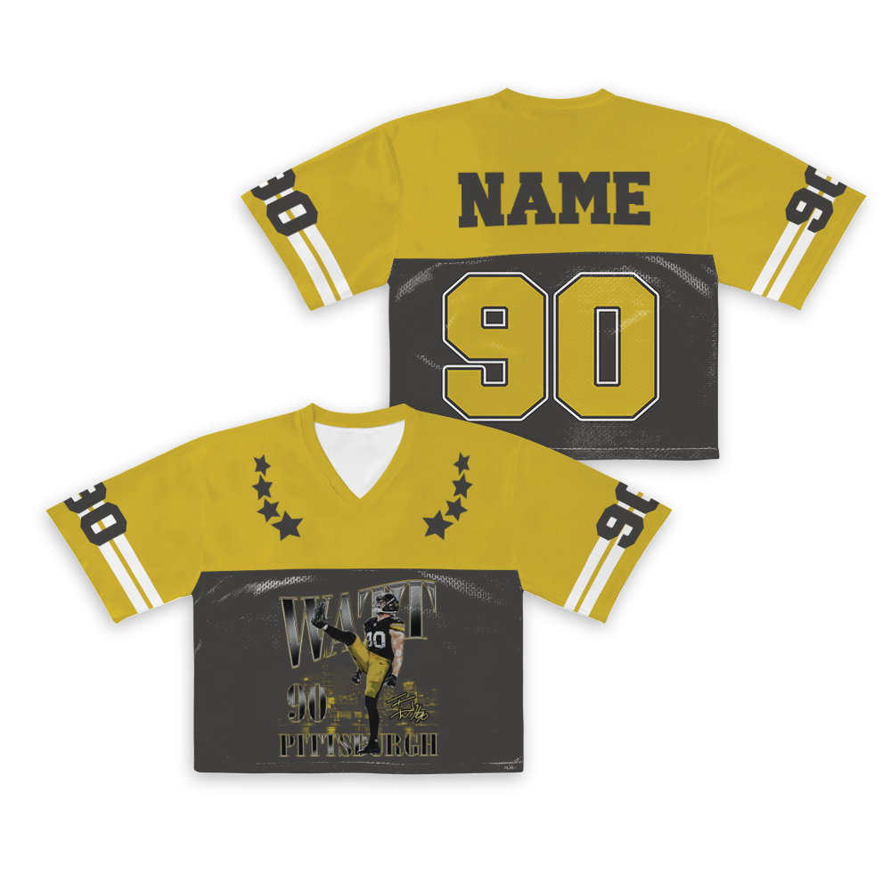 Custom T. J. Watt Croptop Mesh Football, Texas Croptop Mesh Football