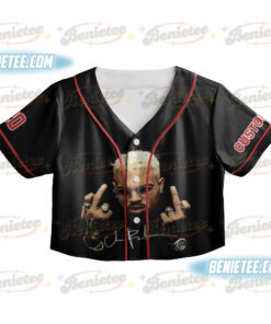 Alternative view of Personalized Chris Brown Tour CropTop Baseball Jersey, Breezy Bowl XX Music Tour 2025 CropTop Baseball Jersey, Unisex Fan Gift