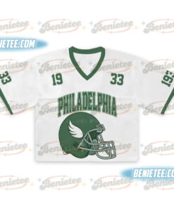 Alternative view of Philadelphia Game Day Croptop Mesh Football, Retro Clipart Croptop Mesh Football