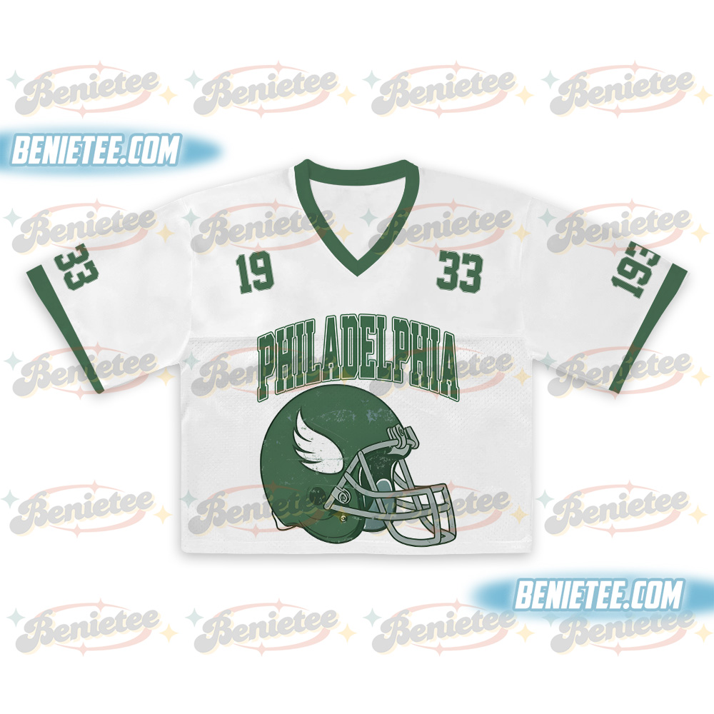 Philadelphia Game Day Croptop Mesh Football, Retro Clipart Croptop Mesh Football - Image 2