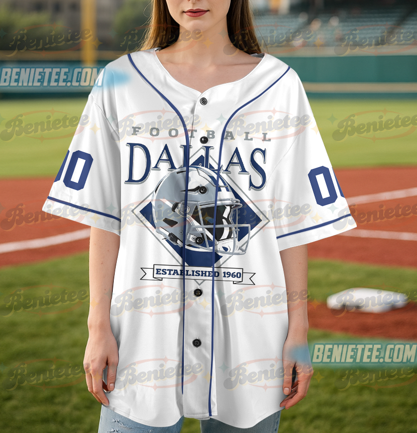 Dallas Cowboys Baseball Jersey, Vintage Retro Cowboys Baseball Jersey - Image 5