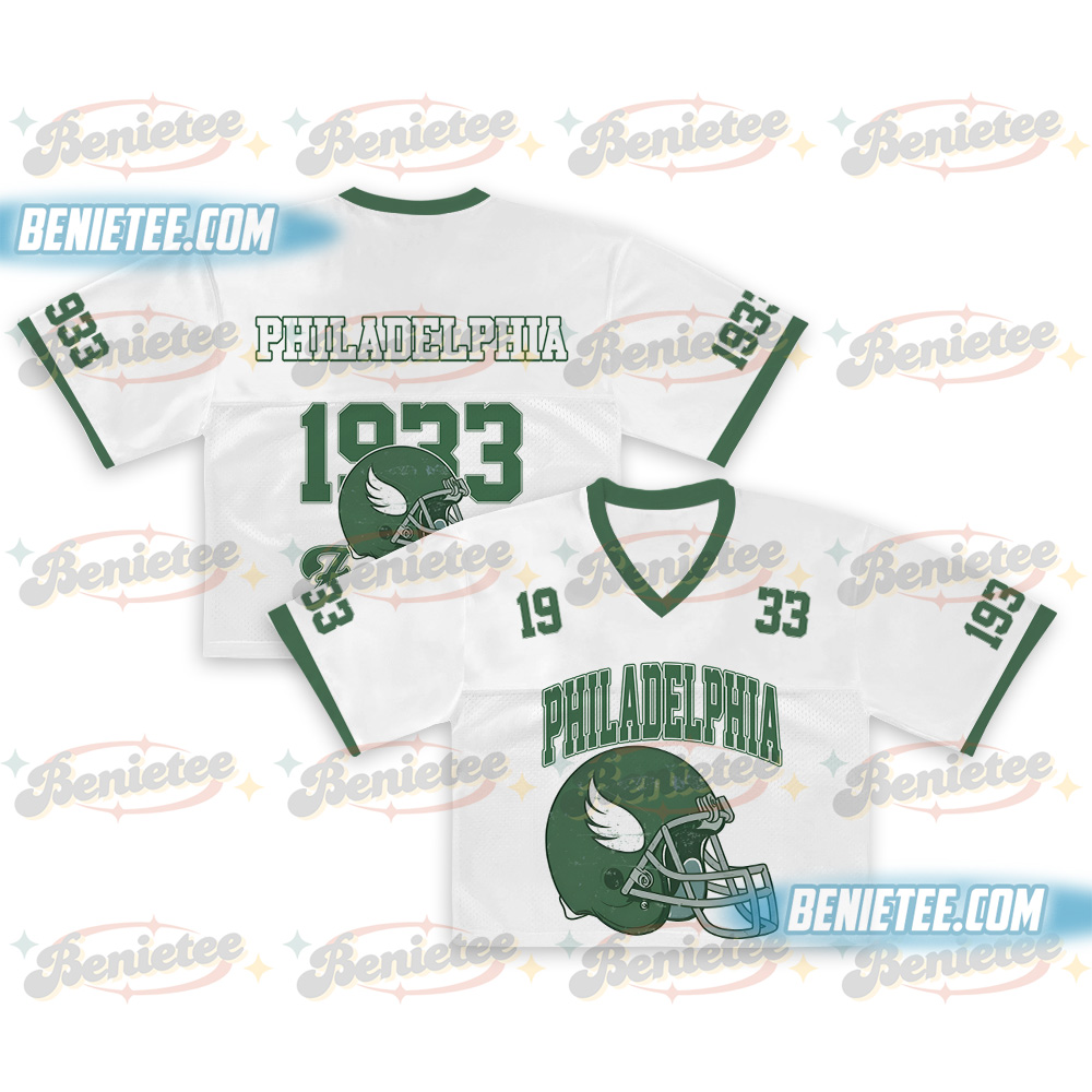 Philadelphia Game Day Croptop Mesh Football, Retro Clipart Croptop Mesh Football