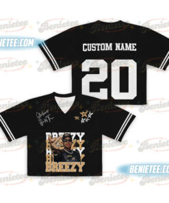 Custom Chris Brown Croptop Mesh Football, Breezy Bowl Tour 2025 Croptop Mesh Football