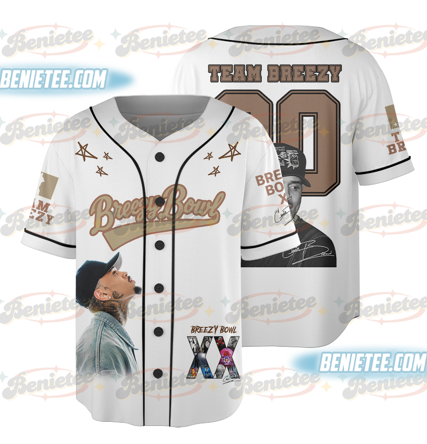 Custom Chris Brown Tour Baseball Jersey, Breezy Bowl XX Music Tour 2025 Baseball Jersey For Fans