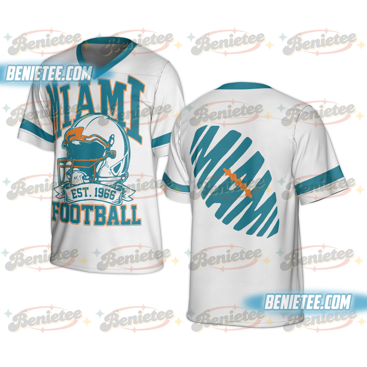 90s Retro Style Miami Football Jersey, Miami Game Day Football Jersey - Image 4