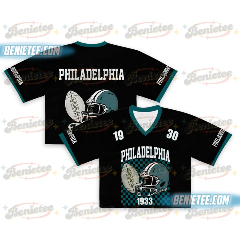 Philadelphia Croptop Mesh Football, Retro Philadelphia Game Day Croptop Mesh Football